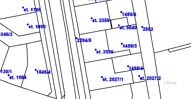 Parcela st. 2026 v KÚ Beroun, Katastrální mapa