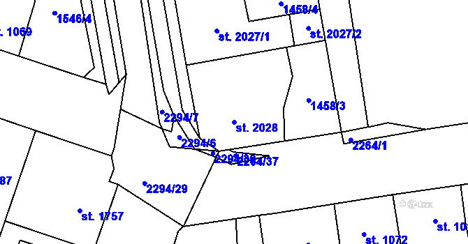 Parcela st. 2028 v KÚ Beroun, Katastrální mapa