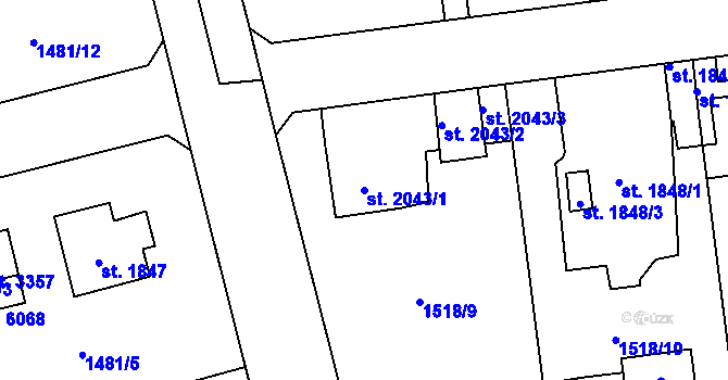 Parcela st. 2043/1 v KÚ Beroun, Katastrální mapa