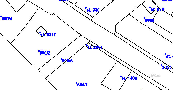 Parcela st. 2061 v KÚ Beroun, Katastrální mapa