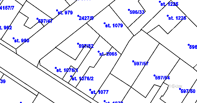 Parcela st. 2065 v KÚ Beroun, Katastrální mapa