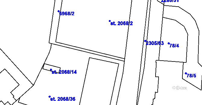 Parcela st. 2068/6 v KÚ Beroun, Katastrální mapa