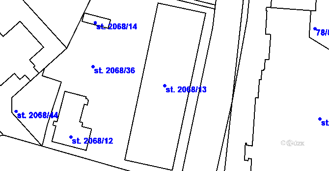 Parcela st. 2068/13 v KÚ Beroun, Katastrální mapa