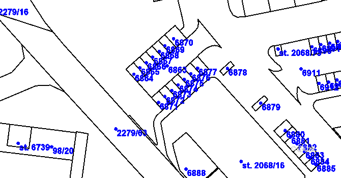 Parcela st. 2068/17 v KÚ Beroun, Katastrální mapa