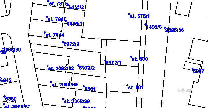 Parcela st. 2068/35 v KÚ Beroun, Katastrální mapa