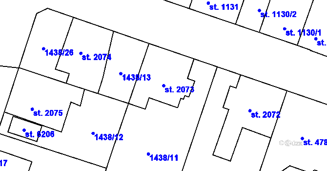 Parcela st. 2073 v KÚ Beroun, Katastrální mapa