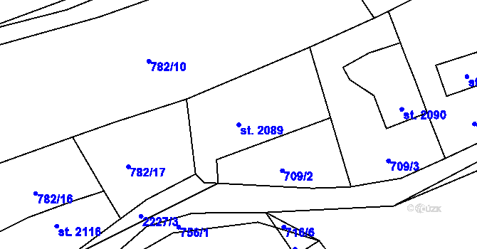 Parcela st. 2089 v KÚ Beroun, Katastrální mapa