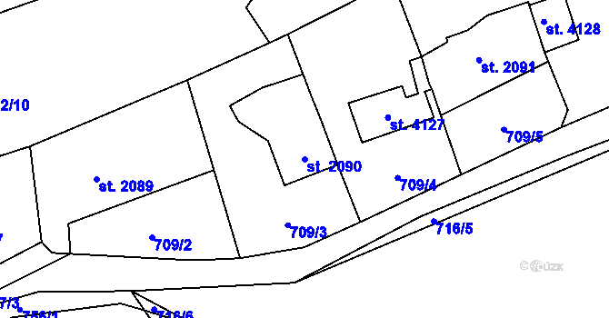 Parcela st. 2090 v KÚ Beroun, Katastrální mapa