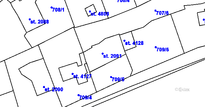 Parcela st. 2091 v KÚ Beroun, Katastrální mapa