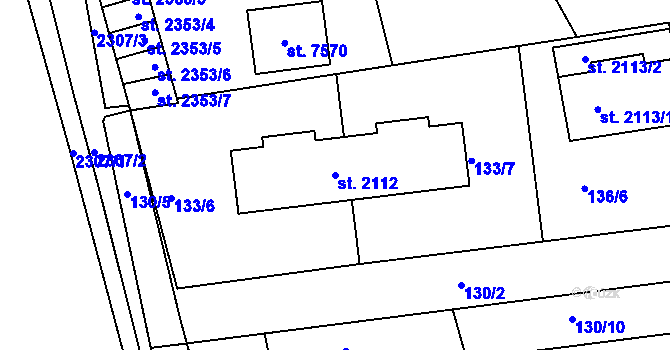 Parcela st. 2112 v KÚ Beroun, Katastrální mapa
