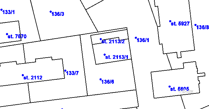 Parcela st. 2113/1 v KÚ Beroun, Katastrální mapa