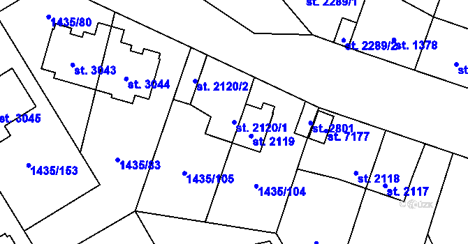 Parcela st. 2120/1 v KÚ Beroun, Katastrální mapa