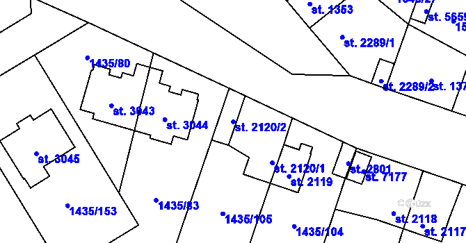Parcela st. 2120/2 v KÚ Beroun, Katastrální mapa