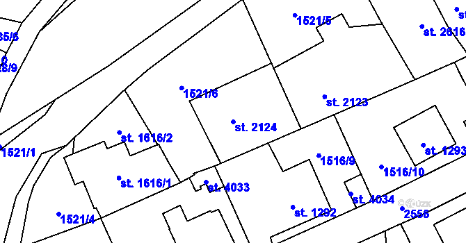 Parcela st. 2124 v KÚ Beroun, Katastrální mapa