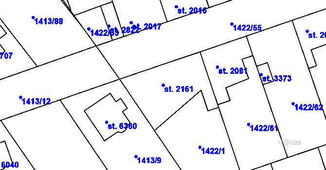 Parcela st. 2161 v KÚ Beroun, Katastrální mapa