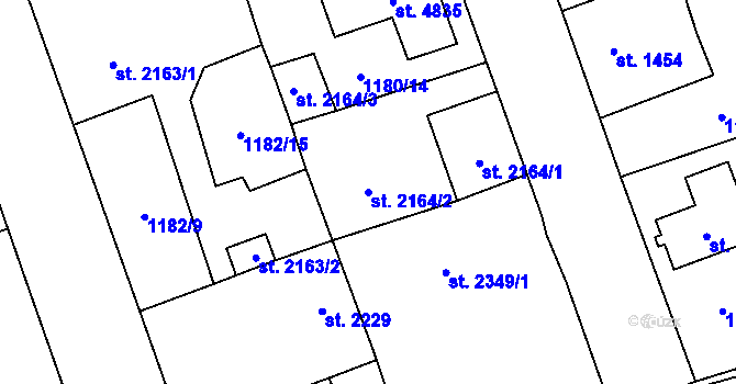 Parcela st. 2164/2 v KÚ Beroun, Katastrální mapa