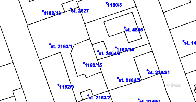 Parcela st. 2164/3 v KÚ Beroun, Katastrální mapa