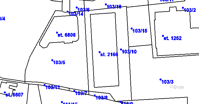 Parcela st. 2166 v KÚ Beroun, Katastrální mapa