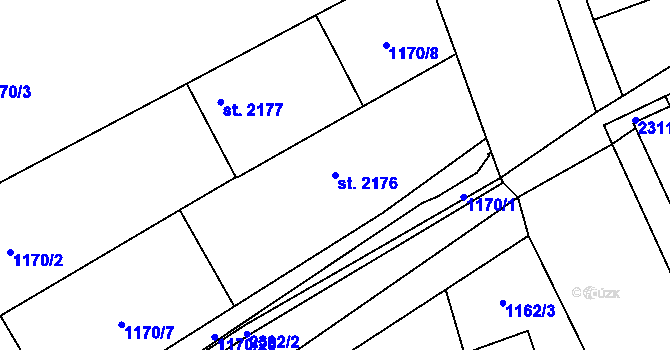 Parcela st. 2176 v KÚ Beroun, Katastrální mapa