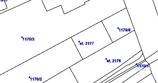 Parcela st. 2177 v KÚ Beroun, Katastrální mapa