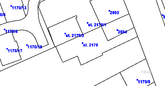Parcela st. 2178 v KÚ Beroun, Katastrální mapa