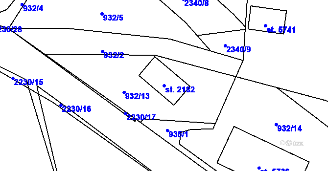 Parcela st. 2182 v KÚ Beroun, Katastrální mapa