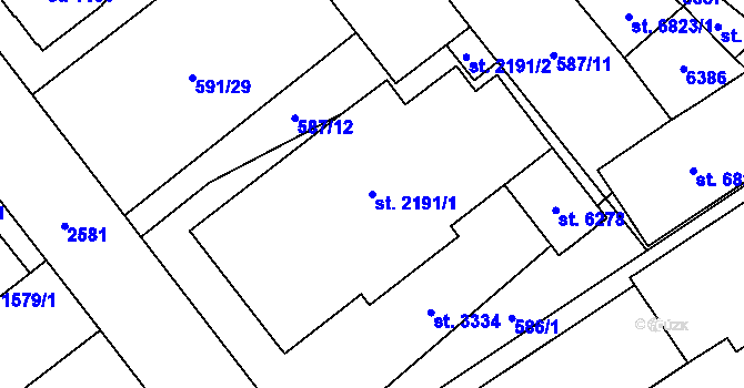 Parcela st. 2191/1 v KÚ Beroun, Katastrální mapa