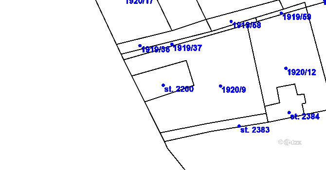 Parcela st. 2200 v KÚ Beroun, Katastrální mapa