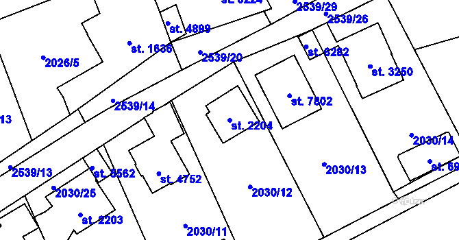 Parcela st. 2204 v KÚ Beroun, Katastrální mapa