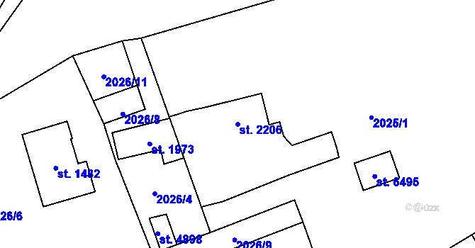 Parcela st. 2206 v KÚ Beroun, Katastrální mapa