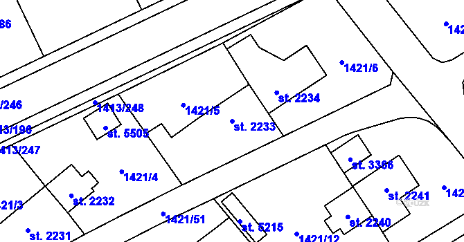Parcela st. 2233 v KÚ Beroun, Katastrální mapa