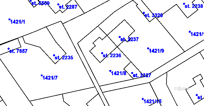 Parcela st. 2236 v KÚ Beroun, Katastrální mapa