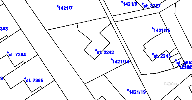 Parcela st. 2242 v KÚ Beroun, Katastrální mapa
