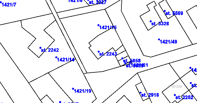 Parcela st. 2243 v KÚ Beroun, Katastrální mapa