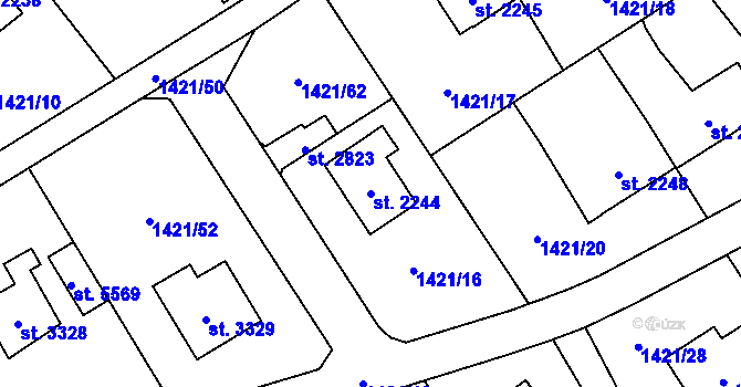 Parcela st. 2244 v KÚ Beroun, Katastrální mapa