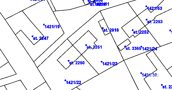 Parcela st. 2251 v KÚ Beroun, Katastrální mapa