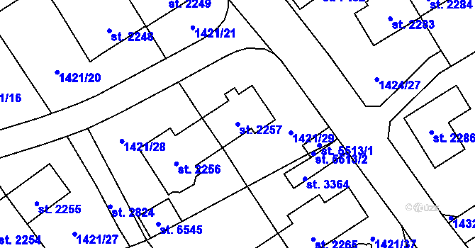 Parcela st. 2257 v KÚ Beroun, Katastrální mapa