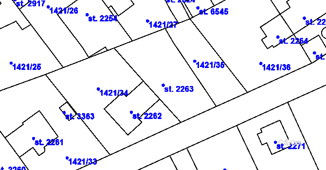 Parcela st. 2263 v KÚ Beroun, Katastrální mapa