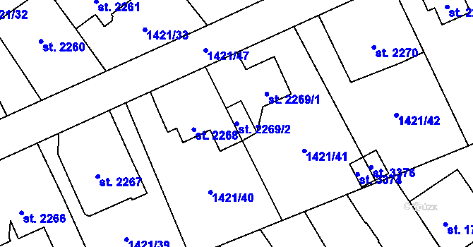 Parcela st. 2269/2 v KÚ Beroun, Katastrální mapa