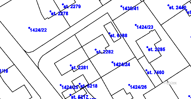 Parcela st. 2282 v KÚ Beroun, Katastrální mapa