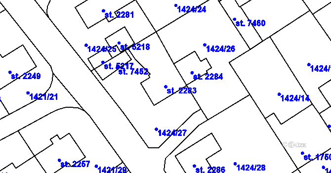 Parcela st. 2283 v KÚ Beroun, Katastrální mapa