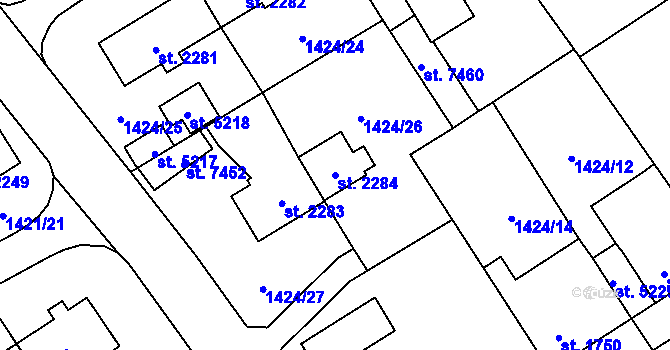 Parcela st. 2284 v KÚ Beroun, Katastrální mapa
