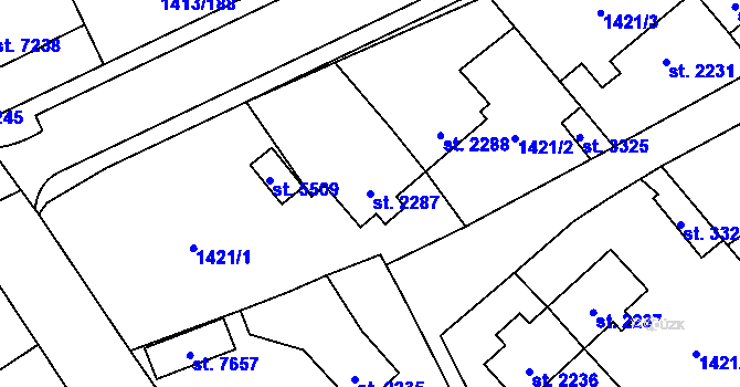 Parcela st. 2287 v KÚ Beroun, Katastrální mapa