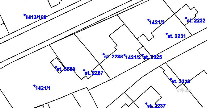 Parcela st. 2288 v KÚ Beroun, Katastrální mapa
