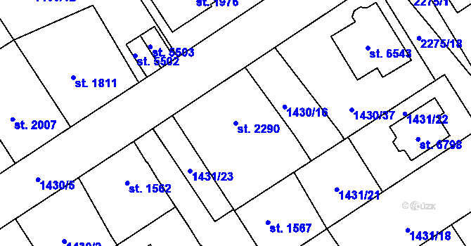 Parcela st. 2290 v KÚ Beroun, Katastrální mapa