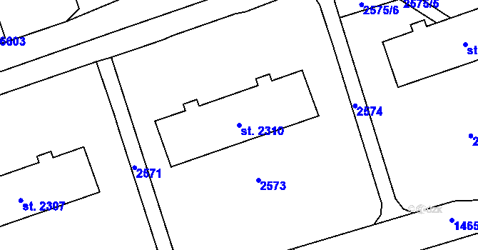 Parcela st. 2310 v KÚ Beroun, Katastrální mapa