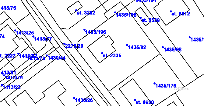 Parcela st. 2335 v KÚ Beroun, Katastrální mapa