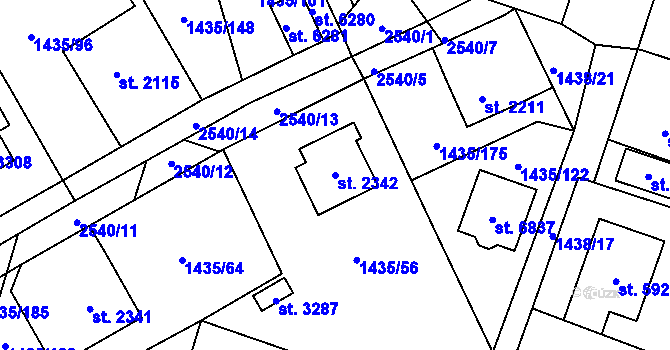 Parcela st. 2342 v KÚ Beroun, Katastrální mapa