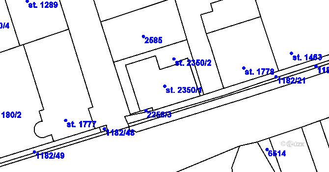 Parcela st. 2350/1 v KÚ Beroun, Katastrální mapa