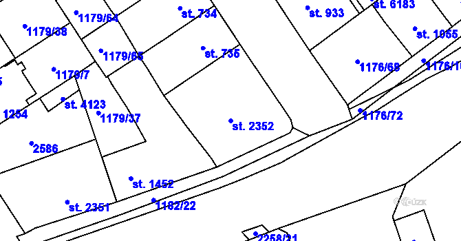 Parcela st. 2352 v KÚ Beroun, Katastrální mapa